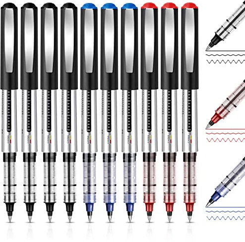 Kugelschreiber, 10 Stück Stifte, Schreibt Reibungslos Gelschreiber, Schnell Trocknend Gel Pen, Gel Kugelschreiber, 0.5mm Gelstifte, Tintenroller Stifte für Schulsachen, Schreiben, Geschäft - 3 Farben