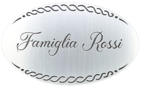 Targhetta Fuoriporta in laminato plastico con Incisione laser personalizzata Targa per porta Ingresso casa ufficio negozio azienda albergo personalizzabile con nome logo ecc (Argento Spazzolato)