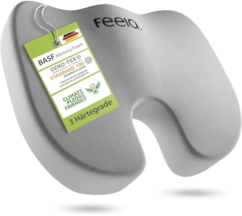 feela.® Orthopädisches Autositzkissen [3 Härtegrade] TESTSIEGER – Keilkissen für Autos – Besserer Sitzkomfort und Entlastung des Steißbeins – Autositz-Sitzerhöhung, Fahrersitzkissen (Medium)