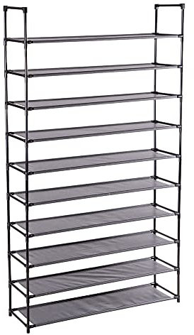 Dediam Scarpiera Scaffale XL 10 Ripiani In Tessuto E Struttura Slim Salvaspazio In Acciaio, Portascarpe Per Corridoio, Ripostiglio, Guardaroba e Bagno