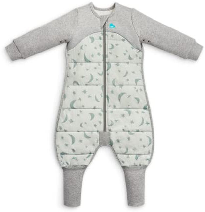 Love To Dream Sleep Suit Warm with Legs, 4-5 years, Olive, 2.5 Tog for Cool Temperatures (16-20°C), Long Sleeve Wearable Blanket, Machine Washable Quilted Cotton, Made for Movement with Grip Pads