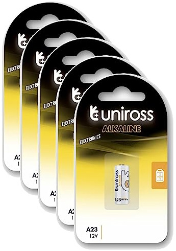 Uniross Pack de 5 Piles Alcaline A23, GP23A, V23GA, LRV08, 8LR932, 8LR23, MN21, 12V