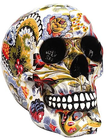 Garneck Totenkopf Halloween Dekoration Wasserdurchdruck Aus Kunstharz Für Horror Themenparty Und Deko-Element Für Wohnzimmer Oder Regal
