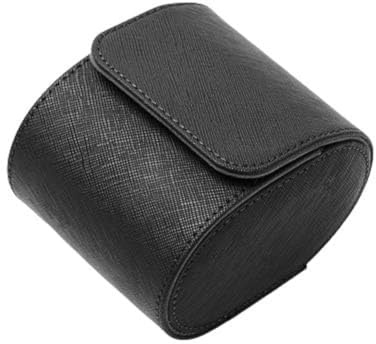 Luxury Leather Travel Watch Case Single Watch Box for Men and Women Portable Jewelry Watch Storage Roll Organizer(BLACK)