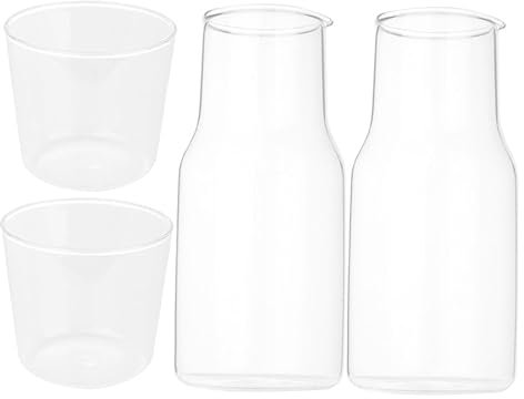 BESTonZON 2sets Caraffa d Acqua in Vetro Da Comodino Con Bicchiere Di Caraffa e Tazza Per Acqua Decanter Trasparente Per e Succhi Di Frutta