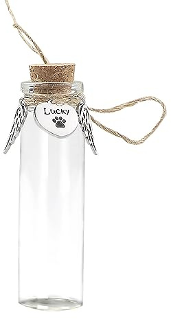 Bouteille commémorative de Cheveux d'animal familier, fiole en Verre pour des Cendres ou des Cheveux Chien ou Chat Souvenir Cadeau de Perte d'animal familier (Custom Name)