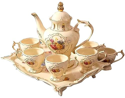 BBAUER teiera giapponese teiera marocchina Set da tè in ceramica di lusso leggero per uso domestico, set da tè pomeridiano per soggiorno in stile europeo(Color:B,Size:)