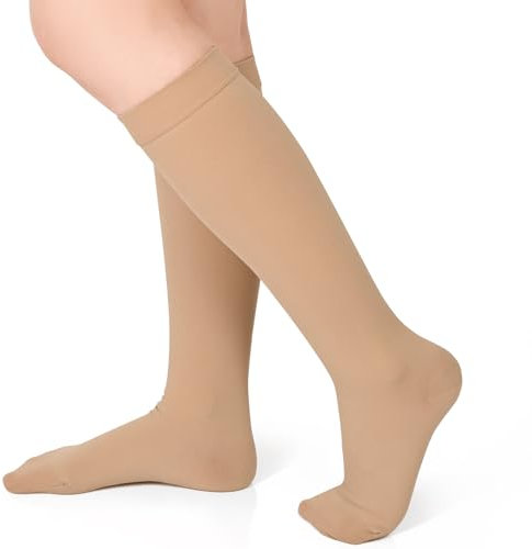 Evolyline Medizinische Kompressionsstrümpfe Damen Herren 20-30 mmHg, Waden Geschlossenem Zehenbereich StützstrüMpfe Kompressionssocken Thrombosestrümpfe Abgestufte Unterstützung für Krampfadern ödeme