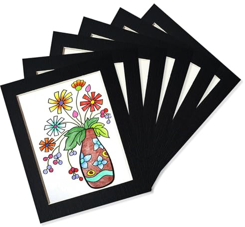 YIYINOE Set de 6 marcos de fotos de 20x25 cm, marcos de cartón con membrana protectora de plástico, exhibidor de pared para collage, fotos, imágenes, marcos de fotos familiares, negro