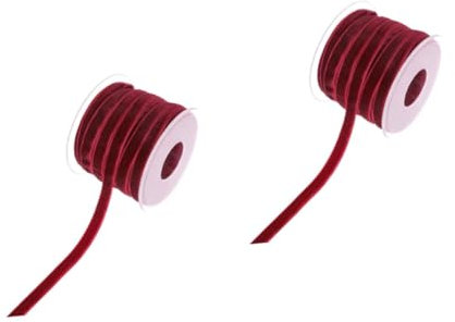 LALAFINA 2rollen Yards Flockenband Weinrot Dekorative -ribbons Für Hochzeiten Partys Und Geschenkverpackungen Breit Vielseitig Einsetzbar Für Bastelarbeiten Und Accessoires