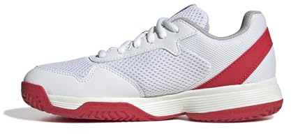 adidas Unisex niños Courtflash Kids Tennis Shoes, Cloud White/Core Black/Lucid Red, 33 EU