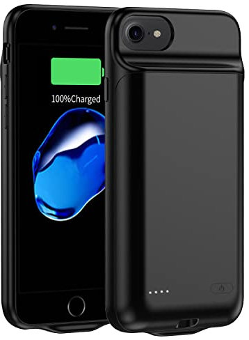 MIGAFEI Batteriegehäuse für iPhone 6/6s/7/8/SE (2020/2022) 4,7 Zoll, 6800 mAh tragbares Ladegerät-Hülle, wiederaufladbarer Akku, erweiterter Akku(4,7 Zoll), Schwarz