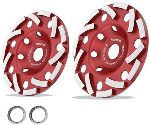 Ninehole 2 Stück Diamant Schleiftopf 125 x 22,23 mm Schleifscheibe doppelreihig, für Stein,Granit, Naturstein, Beton, Mauerwerk, trockener Fliesenkleber, Estrich