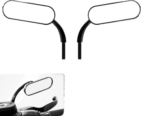 Motorradroller Spiegel Für Sportster Für Chopper Für Breakout Für Electra Für Glide Für Dyna Für Softail Motorrad Rückspiegel Oval Für 8mm & 10mm Seite Spiegel Motorradspiegel(Farbe:Gloss Black Mirror