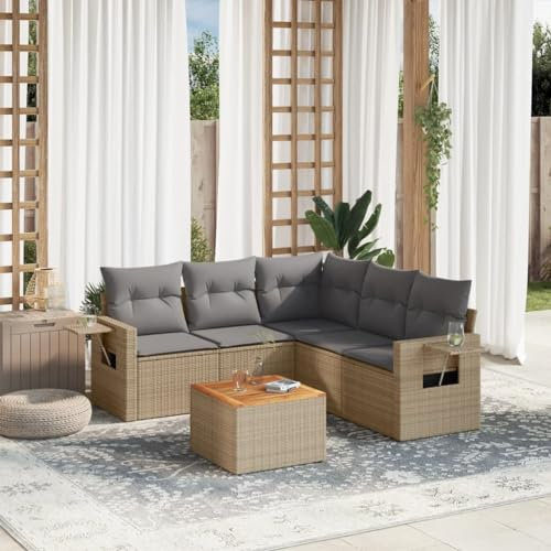 Festnight Balkon Lounge Rattan mit Stauraum Gartenlounge Klein Sofa Balkon Ecklounge Rattansofa Sitzecke Balkon Klein Gartensofa Ecksofa Garten Lounge Sofa Outdoor Balkonmöbel Couch Gartenmöbel