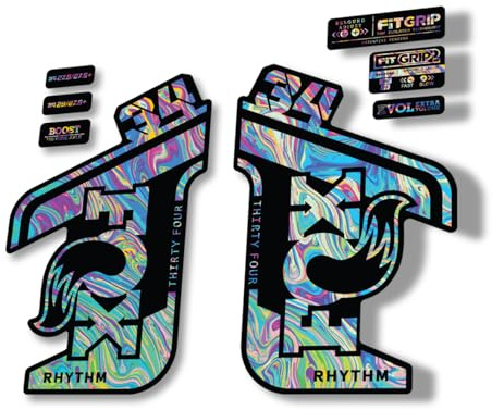 Gabel Ersatz Aufkleber kompatibel für Fox 34 2021 Rhythm Series Oil Slick 1 (matt)