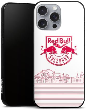 Slim Case extra dünn kompatibel mit Apple iPhone 16 Pro Max Silikon Handyhülle schwarz Hülle Eishockey Skyline EC Red Bull Salzburg