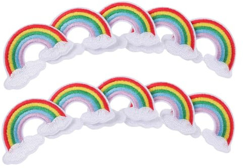 Lurrose 50stücke Regenbogen Aufnäher Bestickte Bügelflicken Für -projekte Geeignet Für Kleidung Taschen Und Accessoires Leicht Anzubringen Reparieren Oder Verzieren Von Jeans Jacken