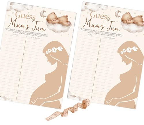 Pink Bee Guess Mums Tum - Teddy Bear Baby Shower Game - Up to 40 Players