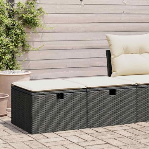 Lauuoeriau Furniture Item home 2-teiliges Gartensofa-Set mit Kissen, schwarz, Polyrattan, Akazien-Möbel