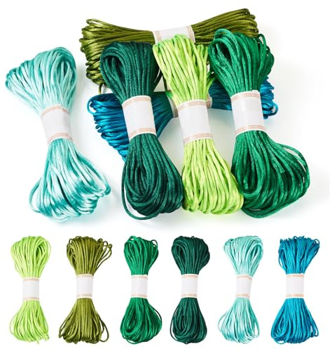 Boutigem Rattail-Satin-Nylon-Bordüre, 3 mm, Armbandschnur, Stickgarn, Perlenfaden für chinesische Knoten, Makramee, Armbänder, Schmuckherstellung, 6 Farben, Grün