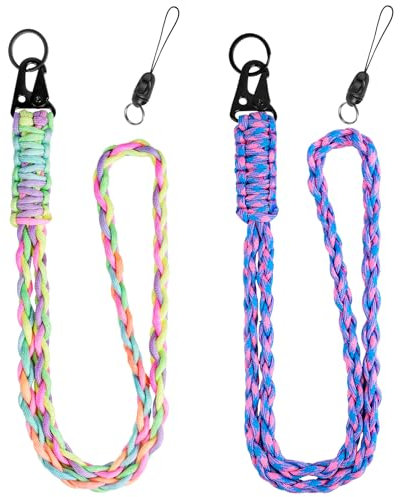 Vicloon Paracord Schlüsselanhänger,2 Stück Umhängeband Schlüsselband, Paracord Lanyard mit Metall Ring und Mini Abnehmbare Geflochtenes Lanyard für Schlüssel, Ausweishalter