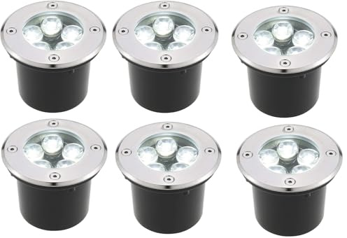 AntDau71® - 6 pezzi Faretto a led segnapasso calpestabile da esterno viali sentieri giardino pavimento IP65 da incasso a terra luce fredda 6500k - 220V (5 watt (12 x 8,5 cm))
