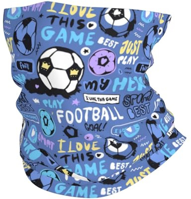 Halswärmer Fußball Und Schriftzug Leuchtend Blau Stirnband Multifunktion Kopftuch Uv-Schutz Sturmhaube Für Wandern Radfahr Outdoor