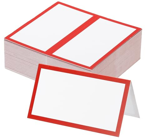 PATIKIL 50Pcs Table Place Cards, 3.5 x 2 Inches Blank Name Place Cards for Table Setting Wedding Reception Buffet, Red