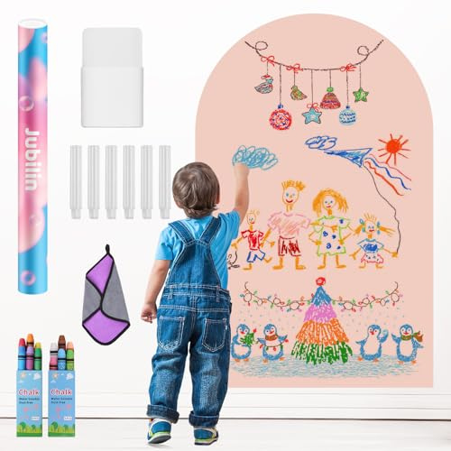 Jubilin Magnettafel Kinder, 120 x 60 cm Magnetwand Gewölbte, 12 Kreidestiften, 1 Reinigungstuch, 6 Kreidehaltern, 1 Aufbewahrungsbox, Magnetische Zeichentafel für Jungen Mädchen(Kamelrosa)