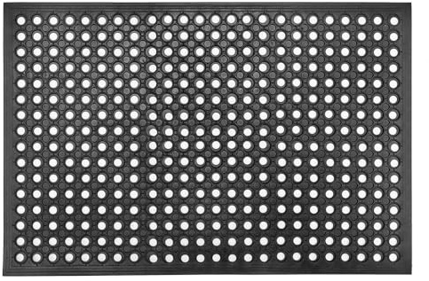 Outopee Rubber Door Mat with Drainage Holes, 90x60 CM Entrance Floor Mats Outdoor, Drainage Anti-Fatigue Non Slip Mat for Industrial Restaurant Kitchen Bathroom Bar