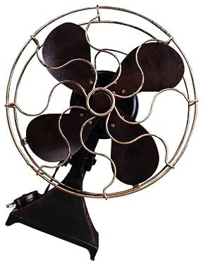 GLEAVI Ventilatore Vintage in Ferro Da Tavolo Decorativo Finitura Anticata, Base Quadrata, Per Casa Camera Da Letto e Ufficio, Oggetto Scenico Fotografico