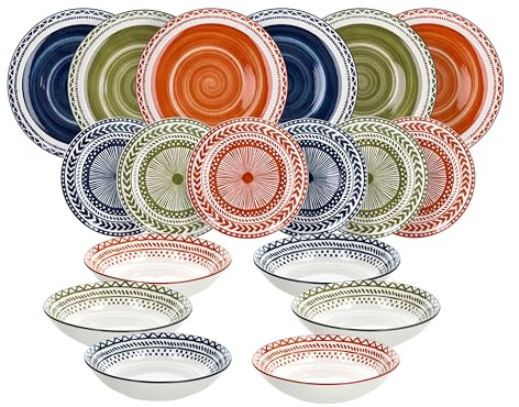 Tognana Hakuna, Servizio piatti 18 pezzi per 6 persone, Porcellana, Multicolor