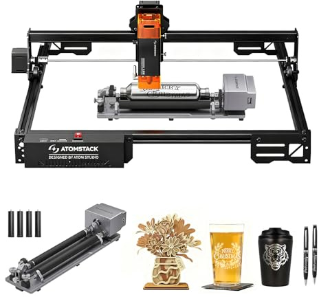 ATOMSTACK A10 PRO V2 Macchina per incisione laser 12 W con rullo rotante R6, taglio laser a punti da 0,06 mm, Incisore laser ad alta precisione per legno, metallo, acrilico, vetro, fai da te