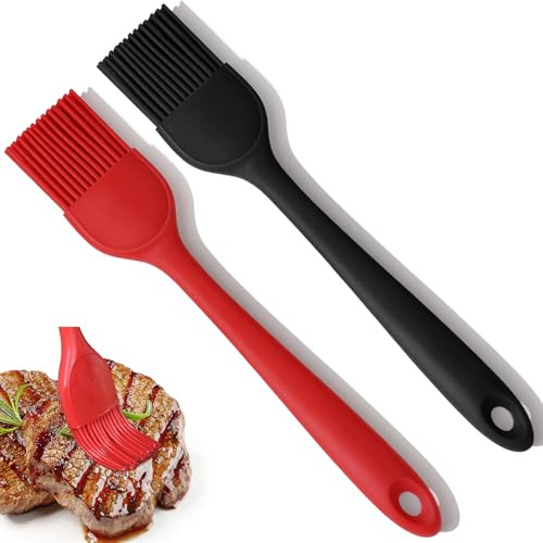 Euqvunn 2 Stück Backpinsel Silikon, Heat Resistant Backpinsel, BPA-Free Silikonpinsel, Nonstick Pinsel Küche, Healthy One-Piece Design Küchenpinsel für Backen, Grillutensilien für den Außenbereich