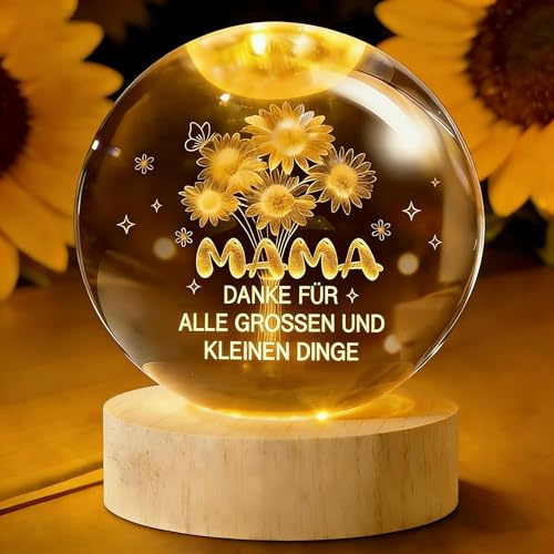 Charfia Muttertagsgeschenk, 80mm 3D Glas Kristall Geschenke für Mama Mutter Tochter Sohn Geschenk, Beste Mama Geburtstagsgeschenk Muttertagsgeschenke für Frauen