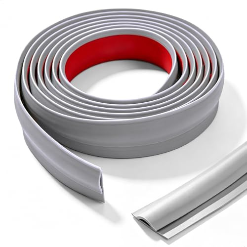 Bande Finition Tapis, Bordure Tapis Autocollante en TPE Gris de 3 m à Découper, Garniture de Bord de Moquette Autocollante pour Recouvrir Bords, Bande de Rive Flexible pour Moquette pour Raccords