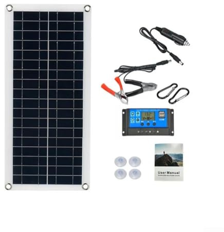 Kit de panneau solaire 1000 W 12 V avec régulateur de charge, port USB pour téléphone portable, camping-car, voiture, caravane et camping – Panneau solaire portable pour charger la batterie en