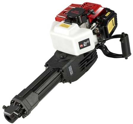 Marteau Brise-Roche Essence 52CC 1900W, Perforateur Béton Thermique 20-55J, Burineur Portable 6500tr/min, Pour Démolition Maison Chantier Route Jardin, 2 Burins Pointu Plat, Démarrage Manuel