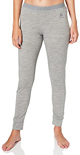 Odlo Damen Funktionsunterwäsche Lange Hose 100% MERINO 200 GRAMM, grey melange - grey melange, M