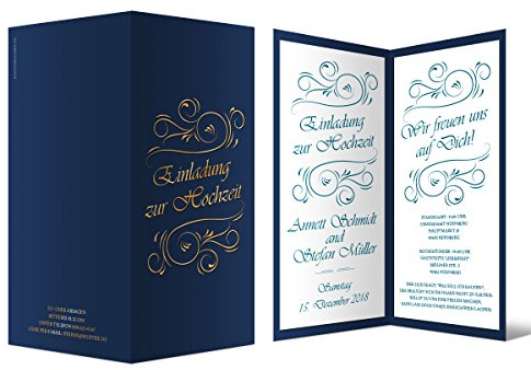 Kartenmachen.de 10-100x personalisierte Hochzeitseinladungen romantisch elegante Hochzeit Einladungskarten individuell - Traumschön
