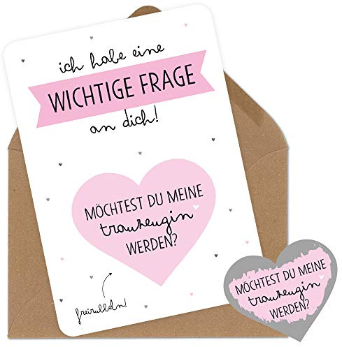OWLBOOK Rubbelkarte Karte Trauzeugin Fragen Rubbellos mit wichtige Frage Geschenke Geschenkideen für Trauzeugin zur Hochzeit & Verlobung