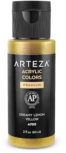 ARTEZA Iridescent Acrylic Paint - Y8 Dreamy Lemon Yellow (2 Ounces) - Chameleon Colors, High-Viscosity Shimmer, Water-Based
