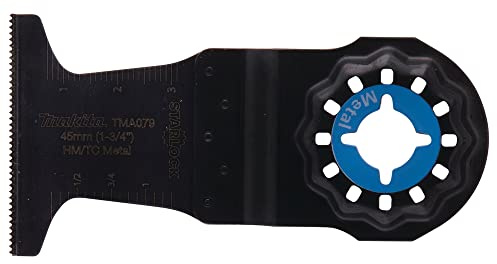 Makita B-69755 Starlock HM/TC Tauchsägeblatt 45 mm TMA079 metal, für Stahl, Edelstahl, Aluminium, Fiberglas, Gipskarton, Holz mit Nagelrückständen, für Multitool, Multifunktionswerkzeug, 1 Stück