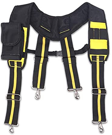 Risegun Ceinture Porte Outil Bretelles, Bretelles réglables à 3 points rembourrées, 600D Polyester Harnais D'outillage Type H Sangle à Outils Ceinture De Travail Bretelles Pour Eélectricien, Menuisier