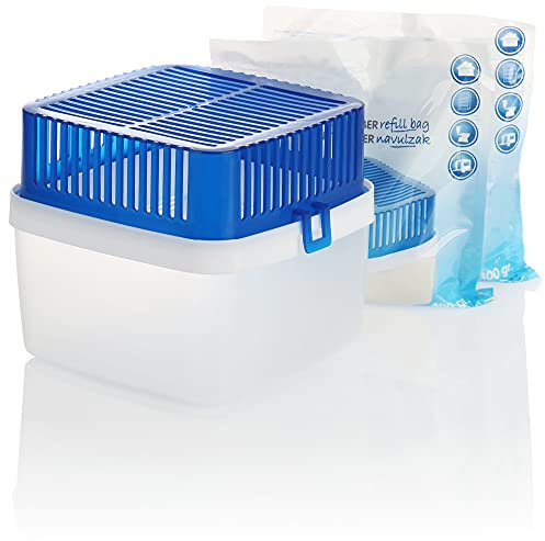 COM-FOUR® Deumidificatore per ambienti con 800 grammi di granulato in un sacchetto di ricarica, deumidificatore senza elettricità (1 pezzo XL - 800 g)