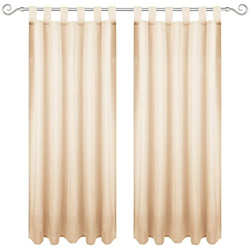 Bestgoodies Gardine mit Schlaufen 140x225 cm (Breite x Länge) in Beige, blickdichter Vorhang, Schlaufenvorhang in vielen Variationen