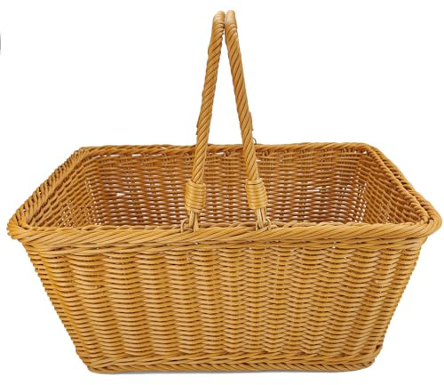 Cesto portaoggetti in vimini, contenitore portaoggetti, cestino rettangolare, per arti e mestieri. Marrone 40,6 cm