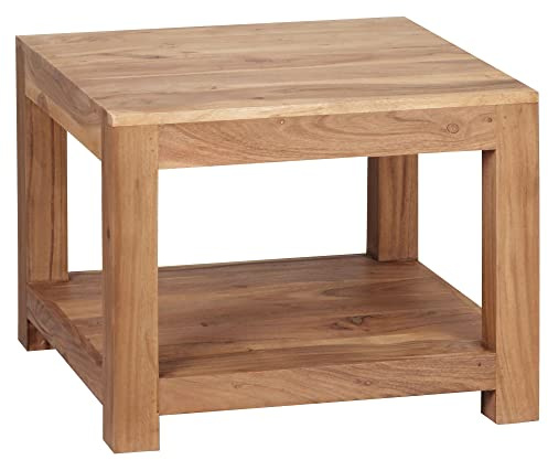 möbelando Couchtisch Mumbai Massiv-Holz Akazie 60 x 60 cm Wohnzimmer-Tisch Design dunkel-braun Landhaus-Stil Beistelltisch