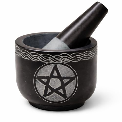 KC KULLICRAFT Mortar and Pestle Set Unique - Pestle and Mortar Bowl Solid Stone Grinder for Herbs Spice Guacamole Garlic Ginger Root